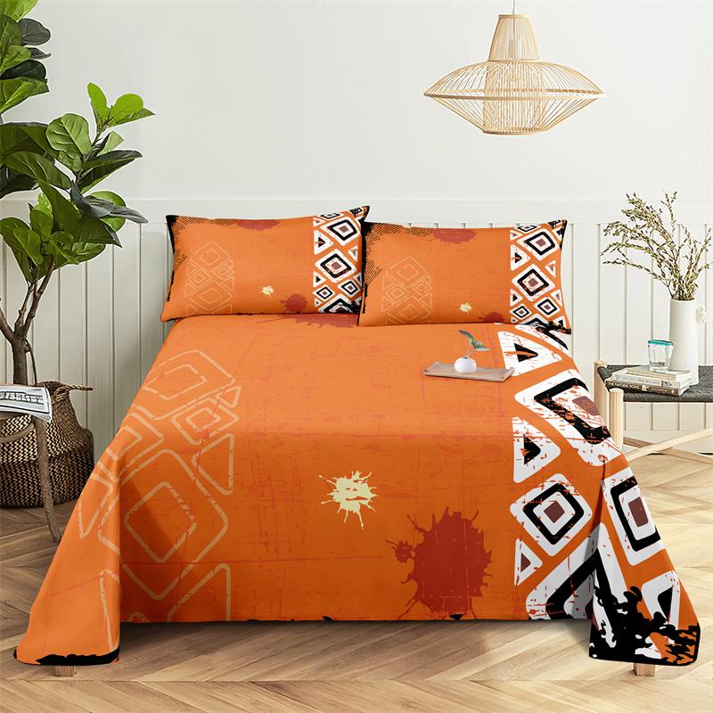 Colorful Young Style Bedding Sheet Fashion Print Polyester Queen King Bed Flat Sheet with Pillowcase Print Bedding Set Bed Sheet