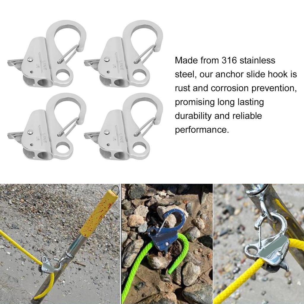 4 Pcs Boat Anchor Hooks - 316 Stainless Steel Boat Anchor Hook Clips with