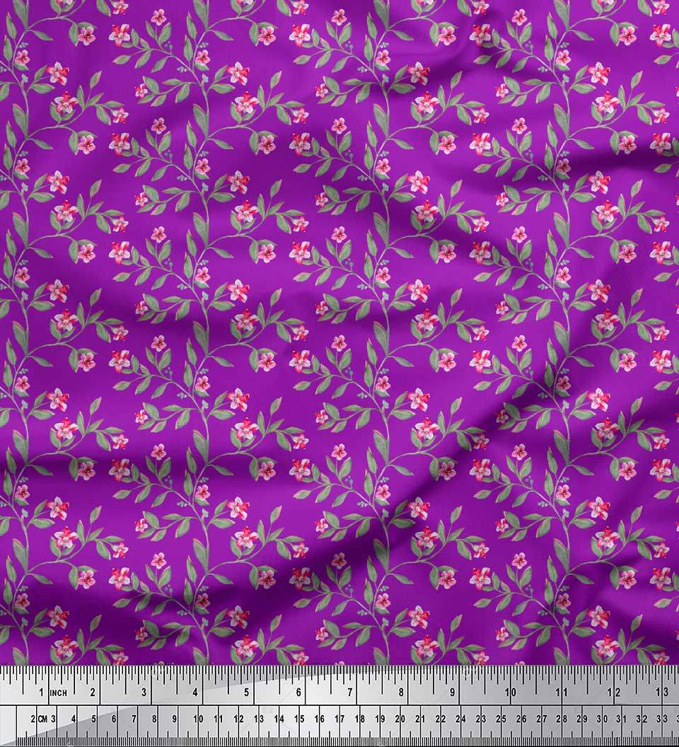 

Soimoi Black Poly Crepe Fabric Leaves & Azalea Floral Printed Fabric 1 Yard 42 Inch 42 Inch Wide - Poly Crepe фіолетовий