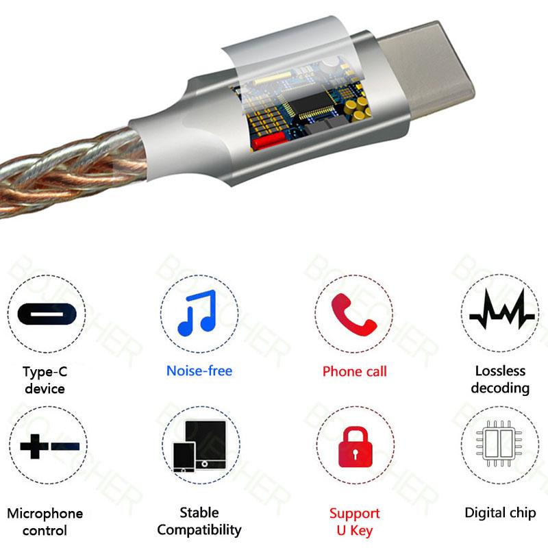 CX31993 Audio Decoder CB1200AU Chip Sound Card Digital Decoder HiFi DAC Type C to 3.5 Headphones Adapter Decode AMP For Android
