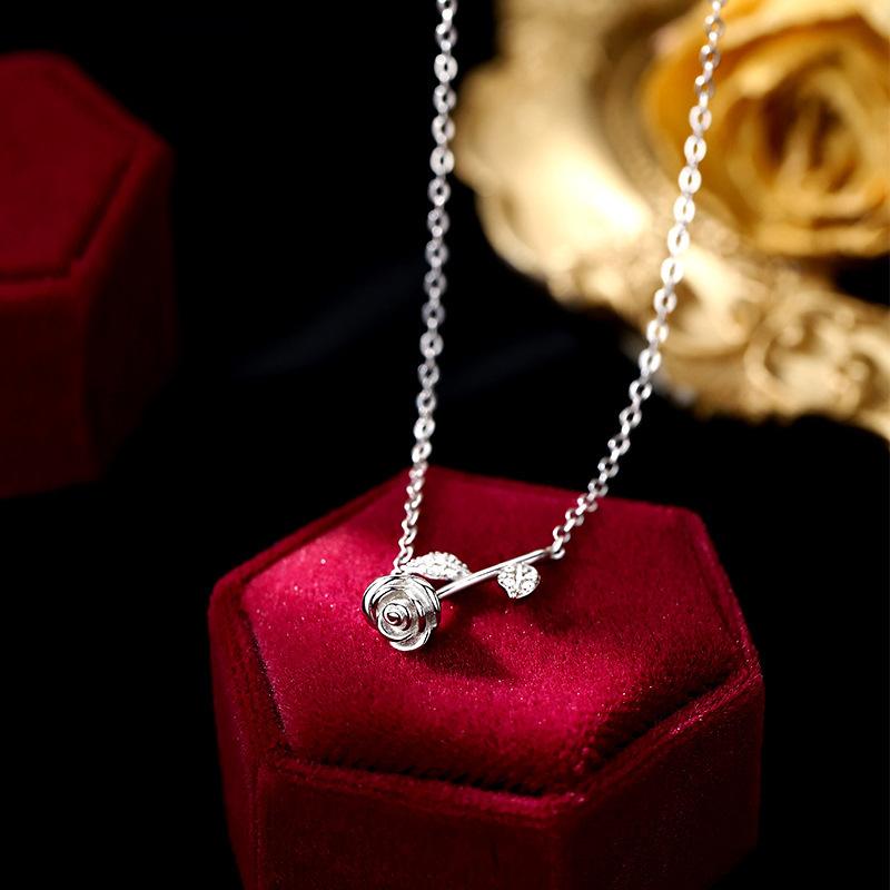 Rose Necklace Female Personality Versatile Mori Three-Dimensional Rose Clavicle Chain Jewelry Female Premium Durable