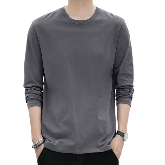 Herren Oberteile Rundhals Langarm Herbst Oberteile Einfarbig Dünne Unterteile Regulärer Stil Lässige Pullover