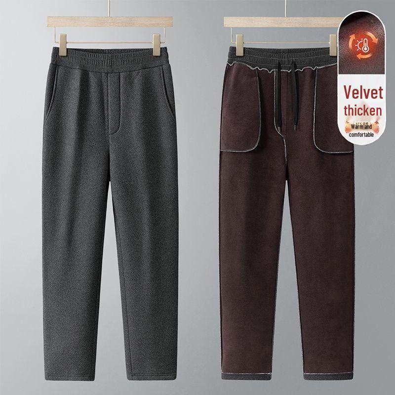 Winter Velvet Thickened Set for Middle-aged and Elderly Men: Dad's Cardigan and Grandpa's Warm Cotton Underwear