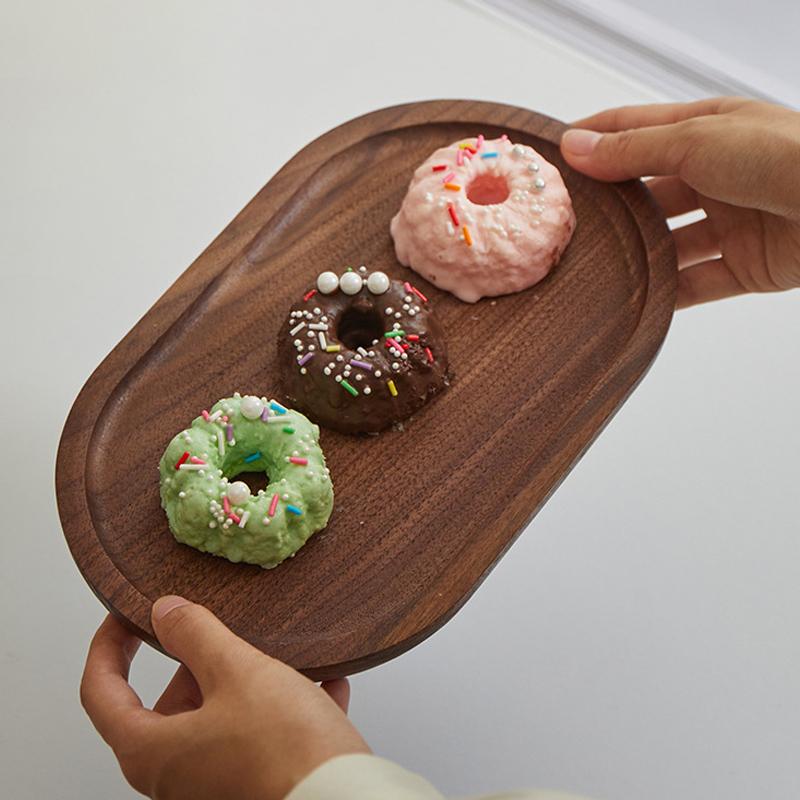 High Quality Wooden Serving Tray Walnut Coffee Tray Saucer Tea Dessert Sushi Fruit Plate Storage Pallet Kitchen Accessories