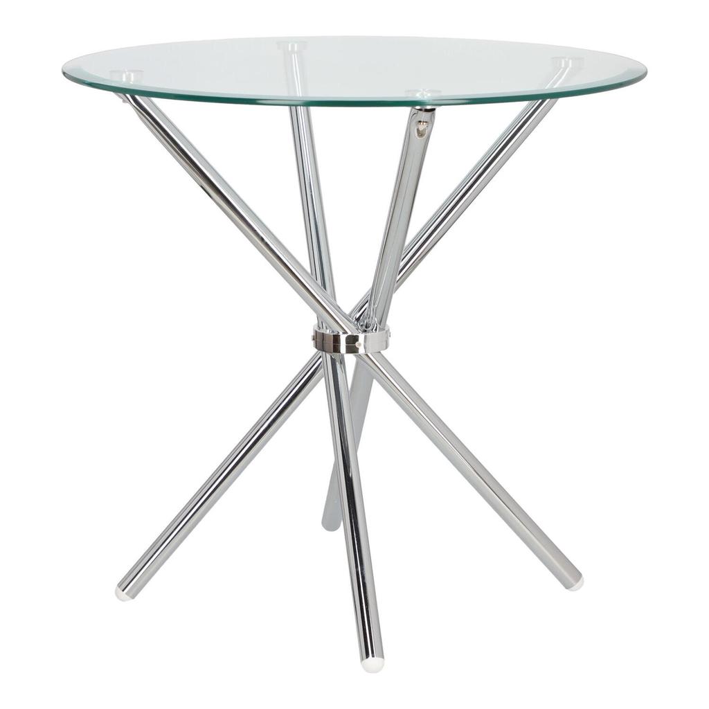 Round Table Ufo 90Cm Transparent/Chrome Glass Tabletop
