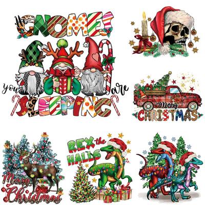 Animal Christmas Iron On Patches Dinosaur Arts Crafts Ironing Heat-Adhesive Transfer Clothes Appliqued Diy Accessory Patches Hot