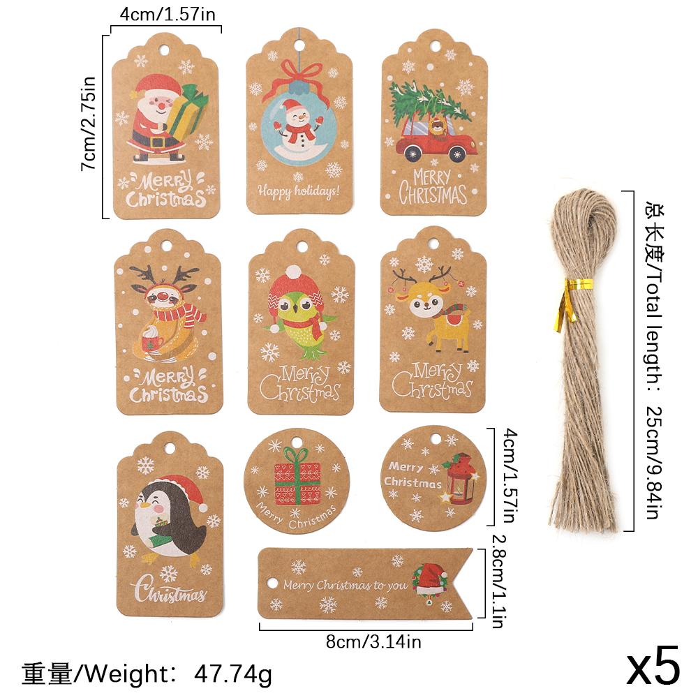 50Pcs Paper Card Christmas Decoration Hanging Christmas Tree Pendant Ornament Santa Claus Xmas for Home Decor DIY Party Supplies