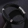 Fashion Genuine Braided Punk Bangles Men Bracelet Magnetic Clasp Braided Mutilayer Leather Wrapping Punk Man Jewelry Gift BB1071