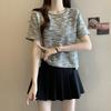 Retro Fashion Woven Plaid Top for Women's Summer Age Reduction and Stylish Versatile T-shirt