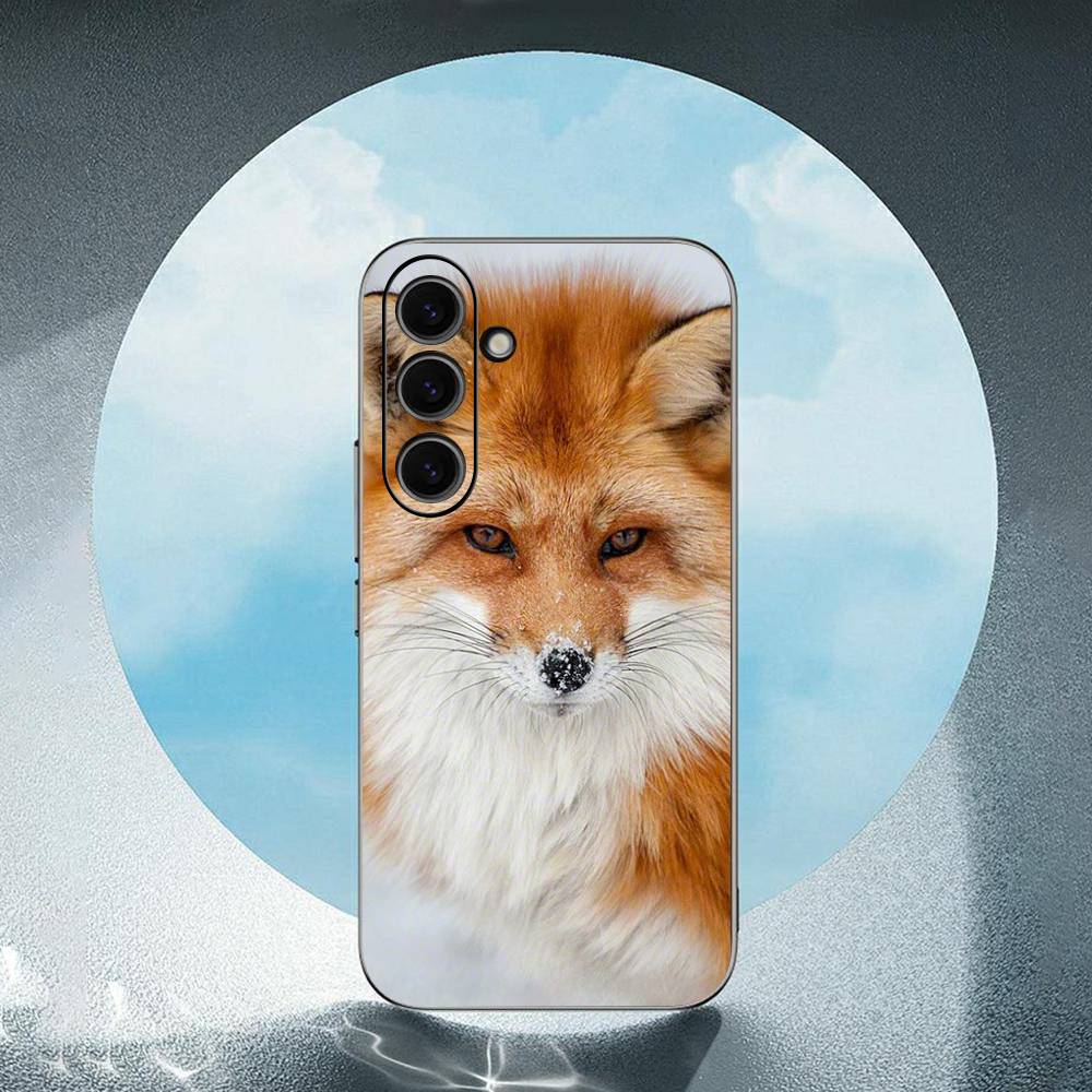 Animal Fox Luxury Black Phone Case For Samsung Galaxy S23 S24 S25 Ultra S22 Plus S21