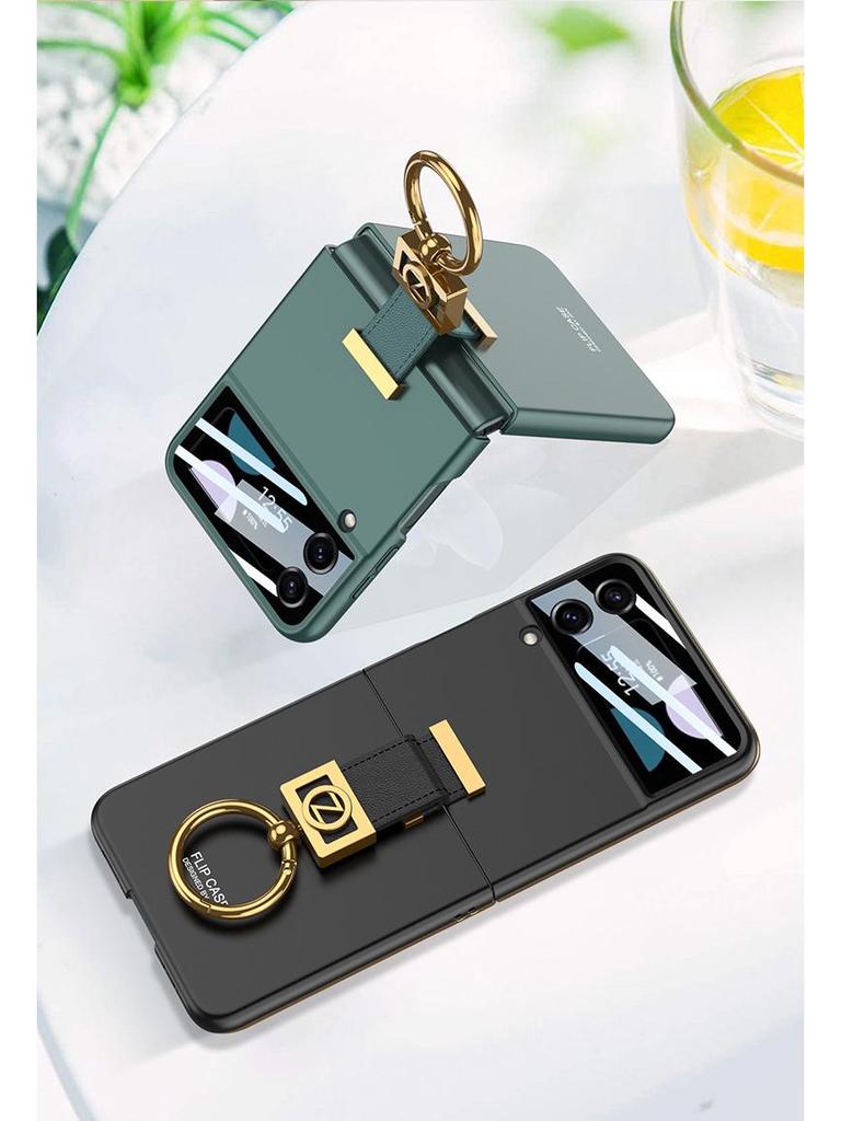 Samsung Flip4 Cross-border Compatible Frosted Hard Case with Z Ring Buckle