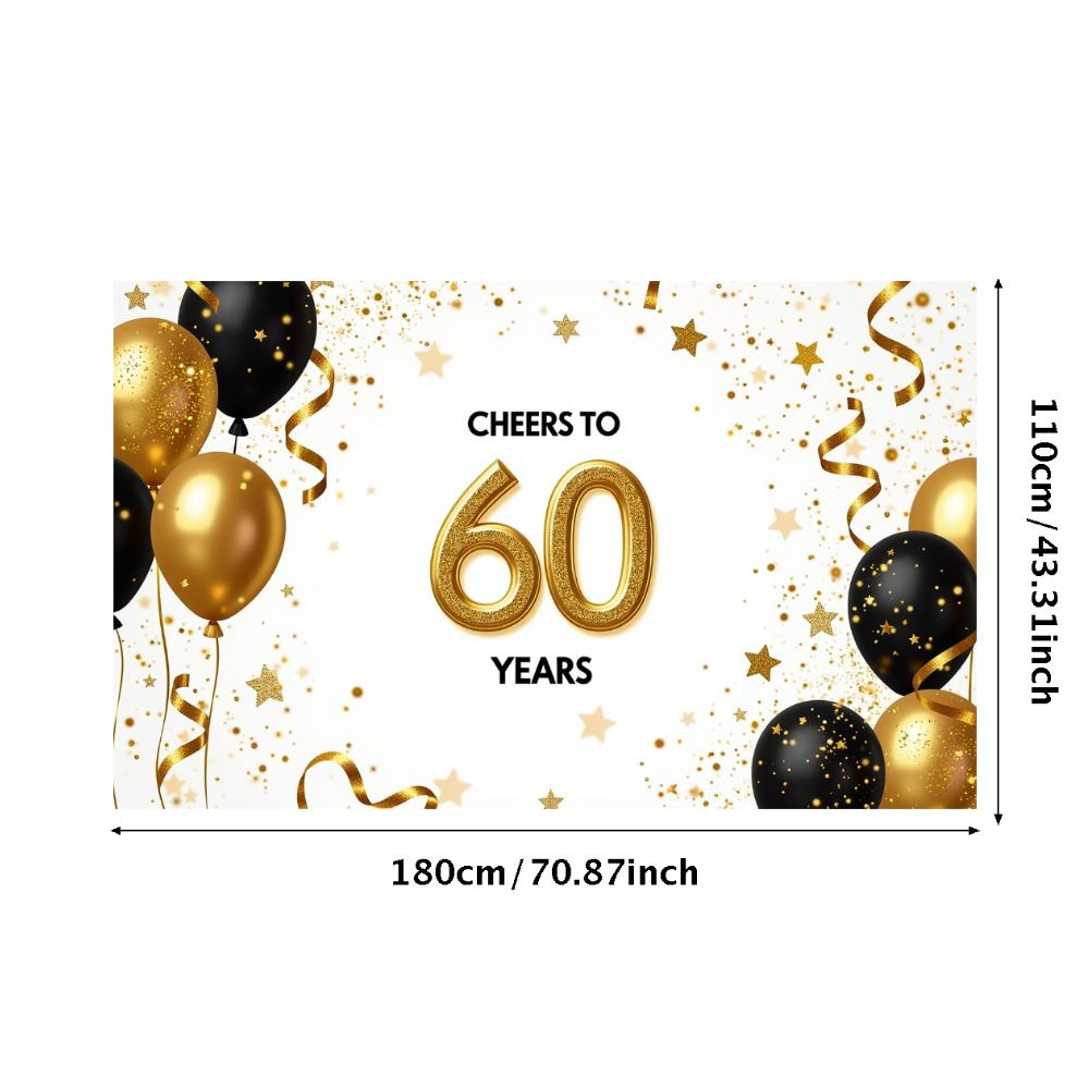60th Anniversary Banner Cheers To 60 Years Backdrop Glitter Party Decoration Birthday Wedding Event Photography Background Props