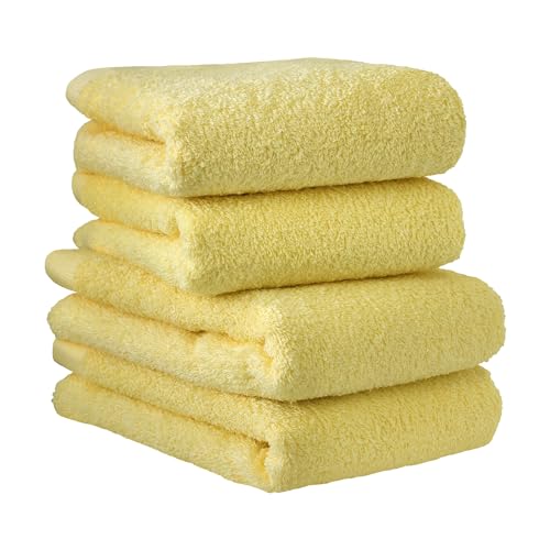 

hiorie Hotel-Style Face Towels, Made in Japan, Fluffy and Absorbent, 100% Cotton, Solid Color, Senshu Towel, Available in 18 Colors, Set of 4 (Mimosa/