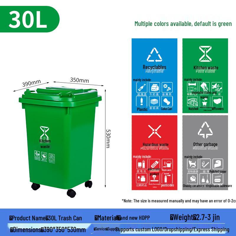 Large Capacity Trash Can with Lid and Foot Pedal for Residential or Commercial Use, Suitable for Outdoor Waste Sorting