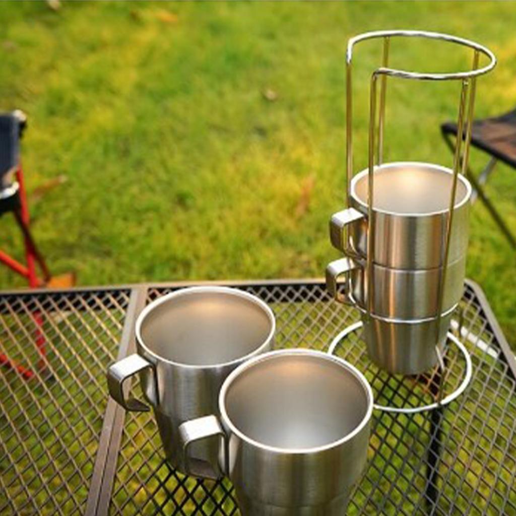 4 Stück Edelstahl Kaffeetasse Europäischer Stil Verdickt Doppellagig Stapelbar Edelstahl Isolierter Kaffeebecher