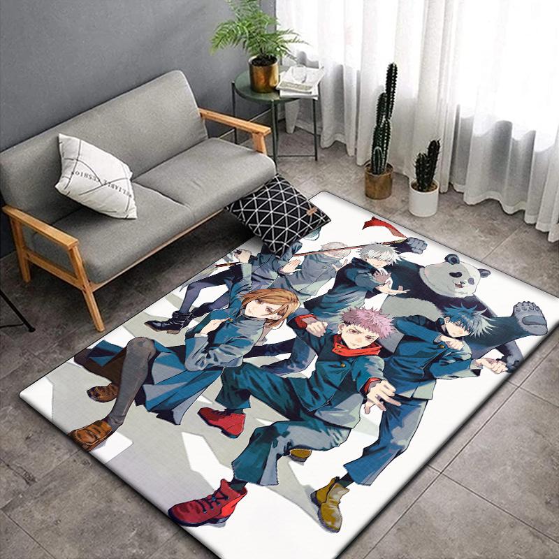 Jujutsu Kaisen Anime Rug Large,Carpet Rug for Living Room Bedroom Sofa Decoration,Doormat Kitchen Non-slip Floor Mat Picnic Camp