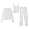 Women's Antibacterial Modal Three-Piece Set: Camisole, Long Sleeve Top, Long Pants - Spring/Autumn Homewear or Outerwear