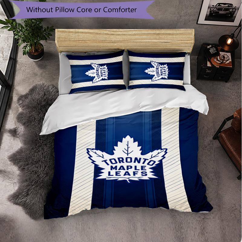 Toronto Maple Leafs Pattern Microfiber 3Pcs Bedding Set Decor Duvet Cover Set For Bedroom Home Use
