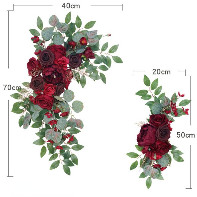 2pcs Artificial Wedding Arch Flowers Greenery Arbor Floral Arrangement Party Reception Backdrop Decor Multiple Style Ceremony