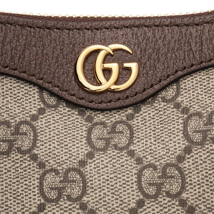 Gucci Ophidia Double G Logo Zipper Closure Canvas And Leather Mahjong Bag Women Shoulder Bag Beige Ebony 764960-K9GSG-8367