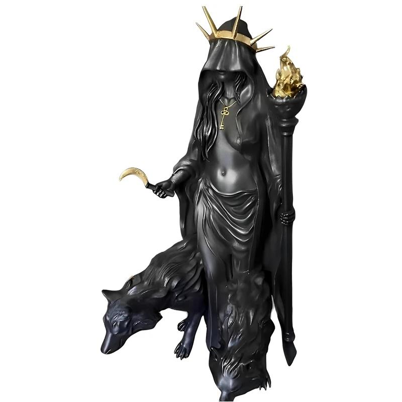 

Goddess Statue Antique Finish Statue Resin Wizard Goddess Sculpture Art Garden Ornament Halloween Home Decor Sculpture