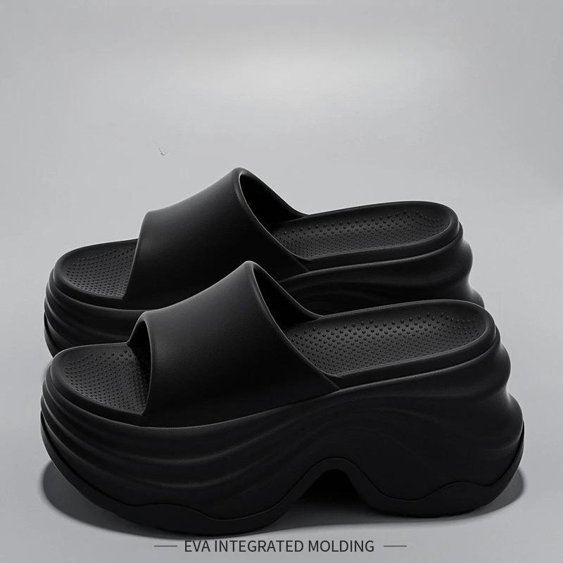 Solid Color EVA Platform Slippers Women Thick Sole Non Slip Beach Slides Sandals Lady Summer Soft Sole Wedge Heel
