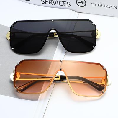 New Metal Box Sunglasses Fashion Large Frame Black Glasses Personalized Small Face Glasses