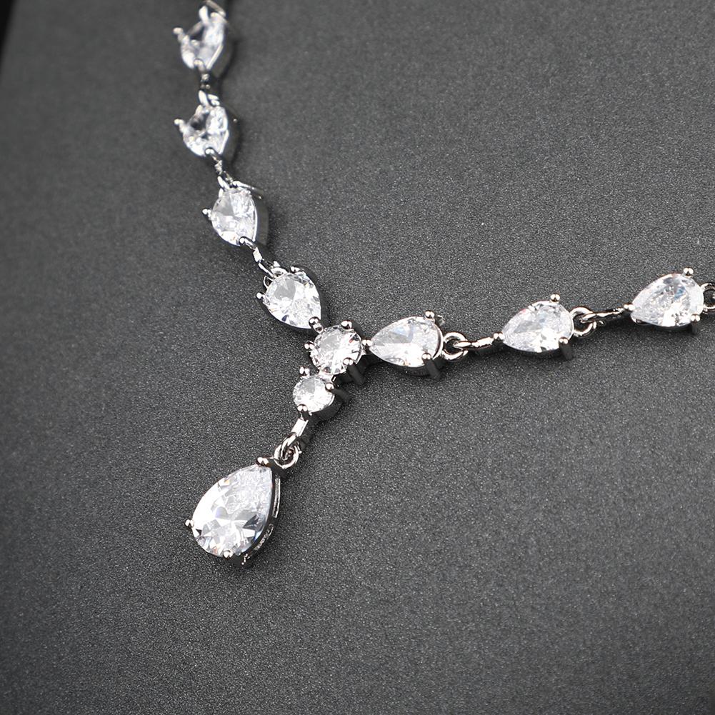 Pendant Chain Jewelry Necklace Dangle Earrings Platinum Plated Bridal Wedding Jewellery Set Earring and Necklace Sets