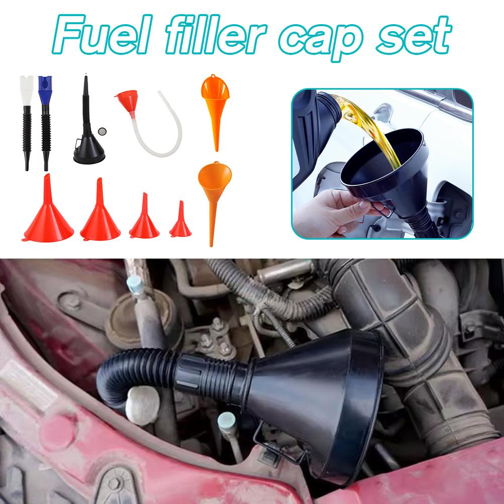 Oil Funnel Set With Filter And Telescopic Tube For Cars And Motorcycles Plastic Long Nozzle For Oil And Gasoline
