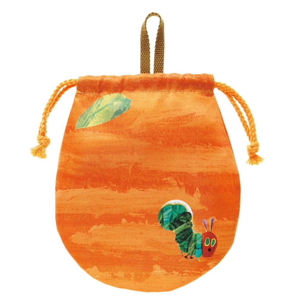 Gakken Staeful Very Hungry Drawstring X H15067 "The Caterpillar" Bag, Approx. 18.5 23cm, Orange,