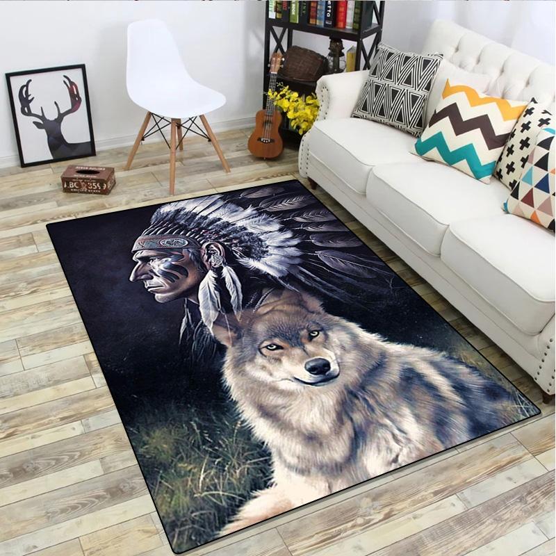 Native American Print Rug - Home Decoration Carpet For Living Room Bedroom Flooring Computer Chair Area Rug