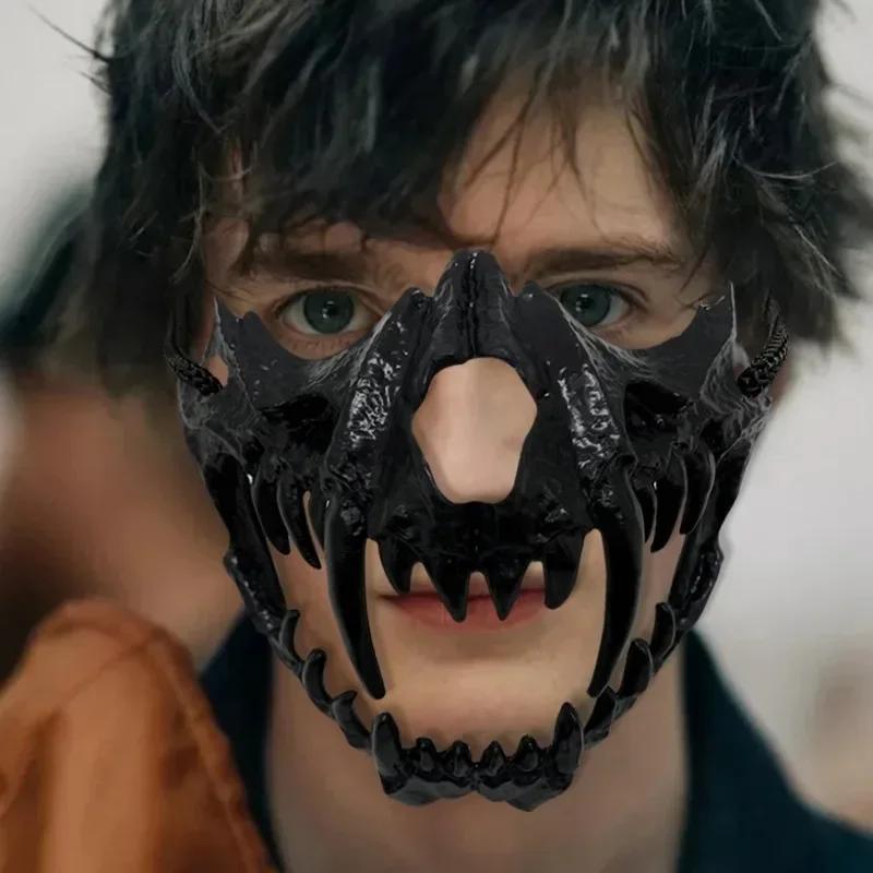 Halloween Cosplay Tier Schädel Masken Skelett Halbgesicht Knochen Tanz Abschlussball Party Kostüm Requisiten Maskenball Zubehör