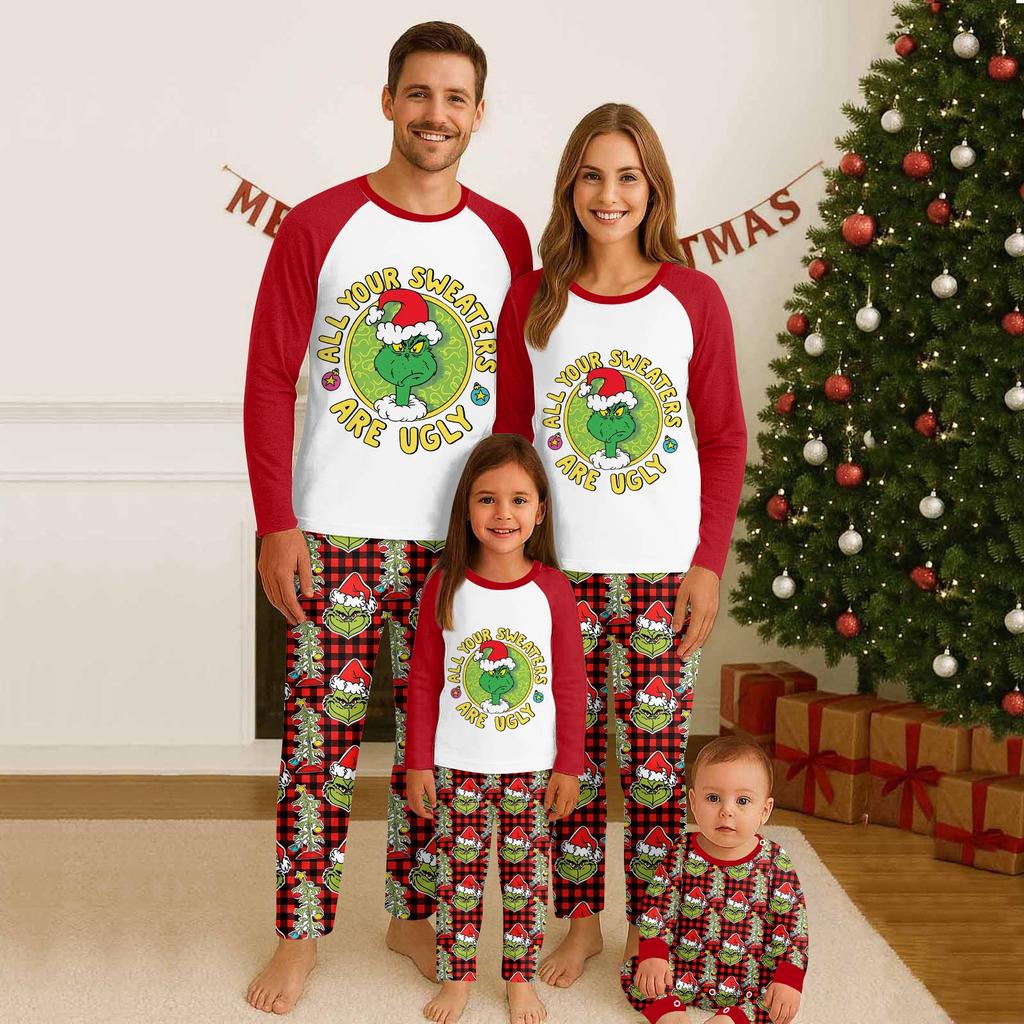 Family Matching Print Sets Pajamas Loungewear Outfits Family Matching Long Sleeve Tops+Pants Set