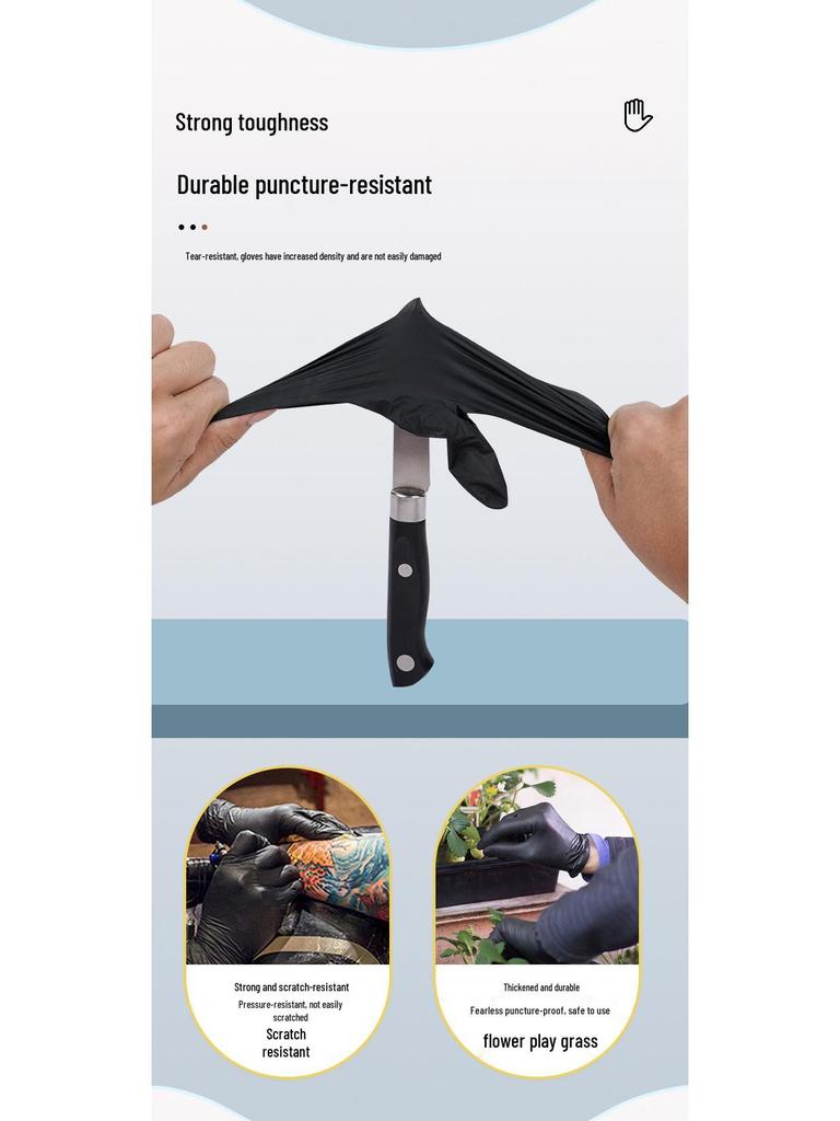 INKE Black Nitrile Disposable Gloves - Food Grade for Kitchen, Baking, Catering, Auto & Mechanical Repair