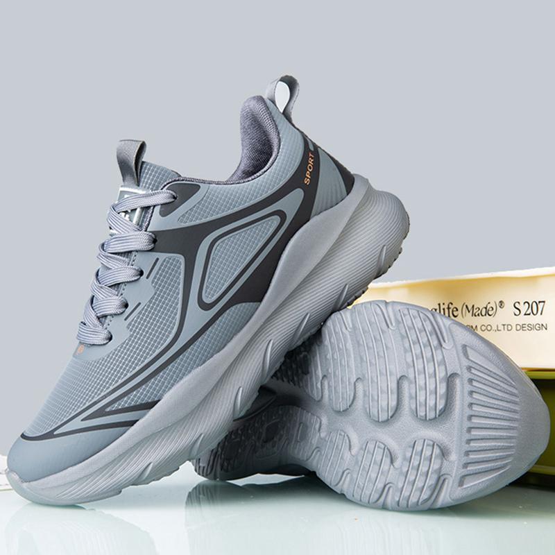 Outdoor Men's Sports Shoes Mesh Breathable Running Shoes Comfortable Lightweight Walking Shoes Non-Slip Thick Soled Casual Shoes