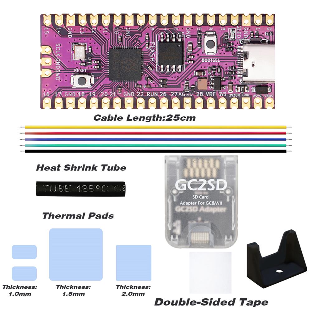 19 Kit Pi Pico Board Picoboot IPL Replacement Modchip and SD2SP2 Adapter Card Reader For Nintendo GameCube NGC Game Console