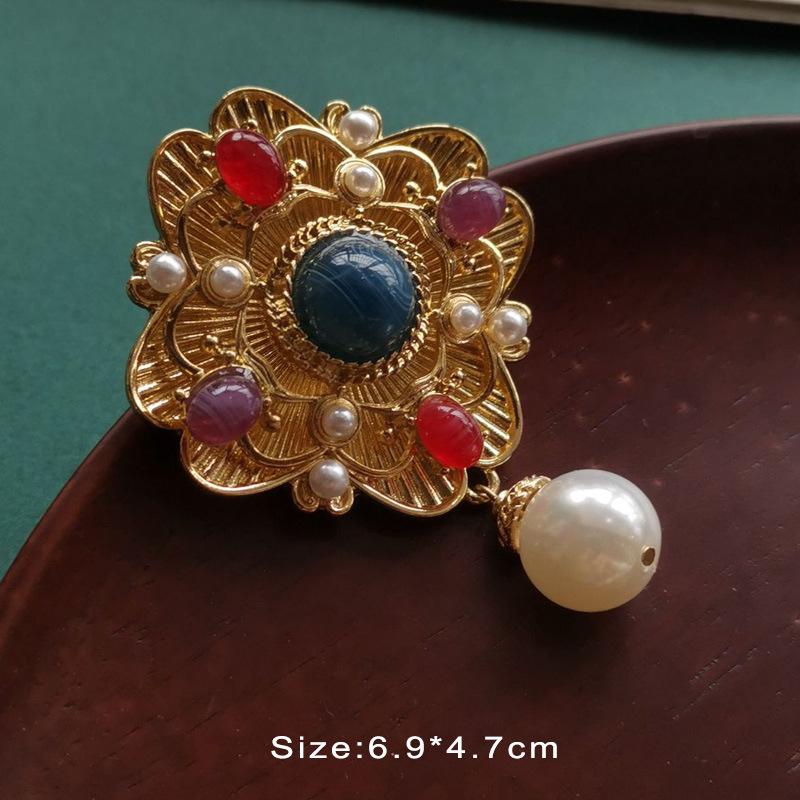 Colorful Baroque Pearl Gem Enamel Brooch Pin
