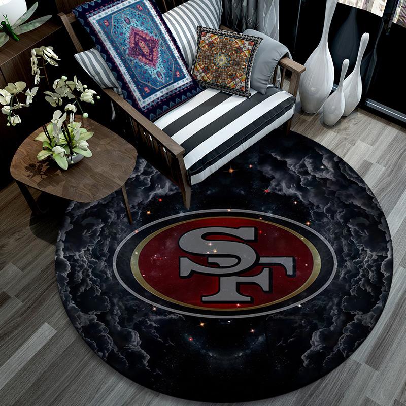 San Francisco 49ers Round Area Rug,Carpet Rug for Living Room Bedroom Sofa Playroom Decor,Non-slip Floor Mat