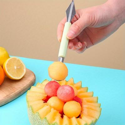 Melonenkugelausstecher aus Edelstahl, 1 Stück doppelseitiges Obstschnitzwerkzeug – Erstellen Sie perfekte Melonenbällchen und Eiskugeln