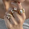 Geometric Zircon Open Rings For Women Gold Pvd Plated Stainless Steel Rings Jewelry Rhinestone Crystal Ring Shiny Zircon