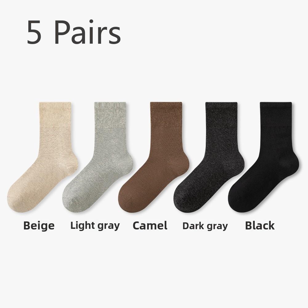 5 Pairs of Men's and Women's Spring and Autumn Anti-odour Sweat-absorbent Super-loose Mid-calf Socks