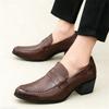Fashion New Men's Black Brown Patent Leather Cuban Elevator Shoes Penny Loafter Formal Wedding Prom Homecoming Oxfords