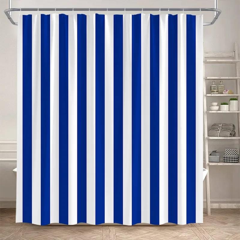 

Modern Geometric Shower Curtain Black Line Pattern Minimalist White Bath Curtains Polyester Cloth Home Bathroom Decor With Hooks W60H190(CM)-1 Pcs