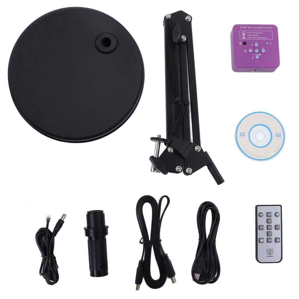 Industrial Microscope Camera 51MP 150X Round Chassis Adjustable Stand Electronic Microscope Camera 100‑240V