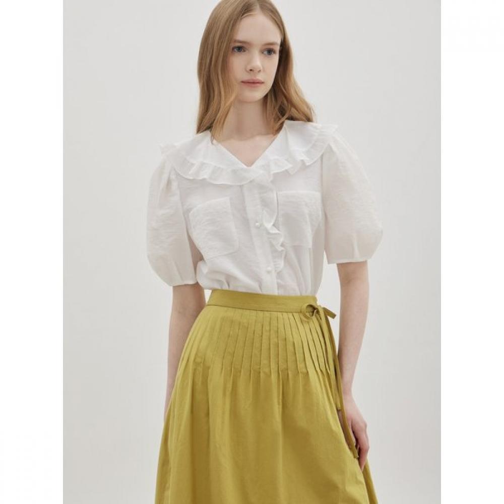 Cc Collect Ruffle Detail Wide Collar Blouse  C262msc136 
