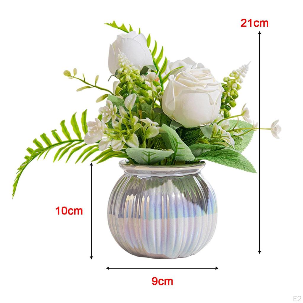 Ceramic Vase with Artificial Rose Bouquet - Home Decor Elegance