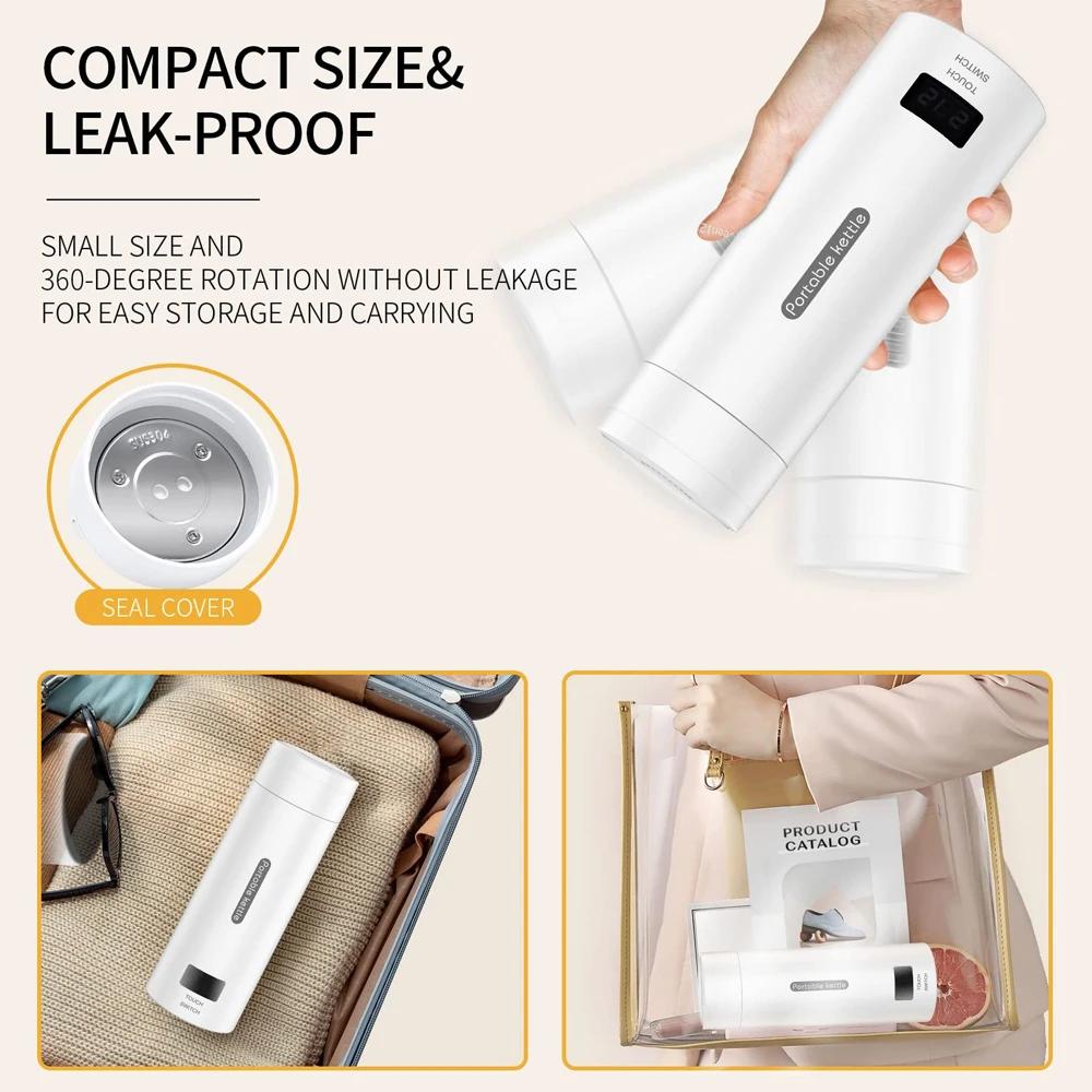 Portable Electric Kettle For Travel Stainless Steel Mini Kettle Electric Water Bottle Thermal Cup For Tea Coffee Boil Hot Water