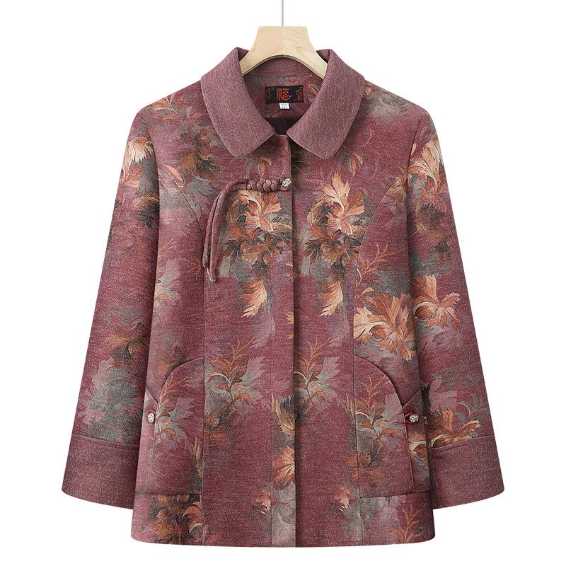 

Grandma s New Spring Chinese-Style Jacket for Women - Stylish Top for Middle-Aged and Elderly XL (80-95 jin)