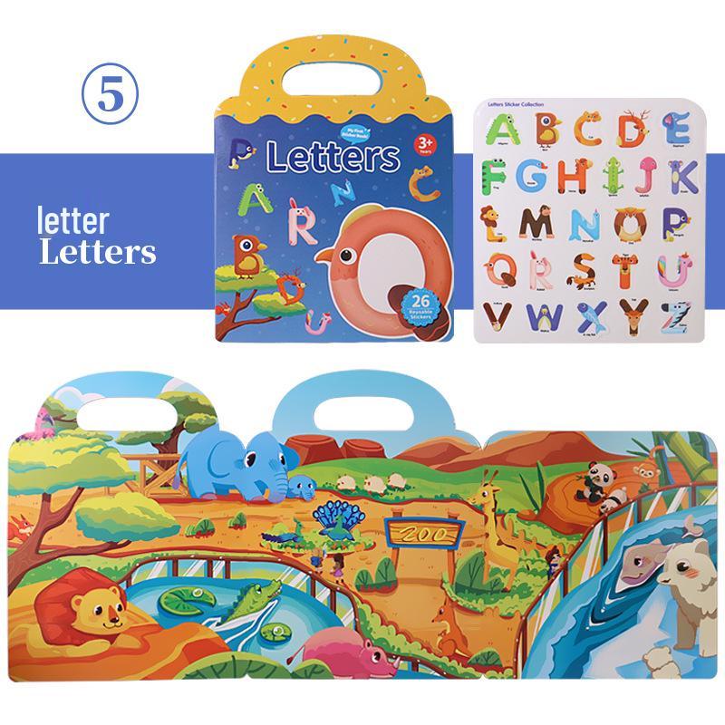 Washable Educational Sticker Book for Early Education: 10 Fun Themes for Toddlers and Kindergarten