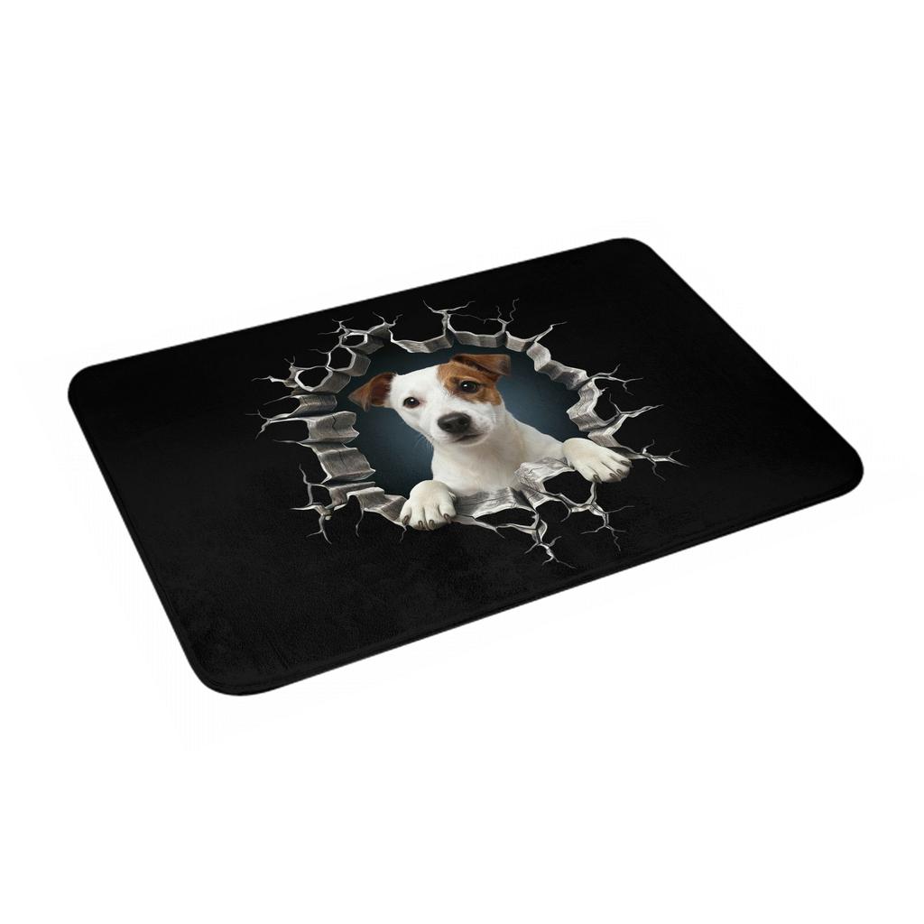 Breaking Through Jack Russell Terrier Doormat Non-Slip Kitchen Bathroom Mat Bedroom Balcony Door Floor Entrance Carpet Rug